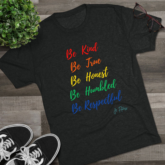 Inspirational Message Crew Tee, Be Kind Be True Shirt, Unisex Positive Vibes Tee, Motivational Tri-Blend T-Shirt, Gift for Friends